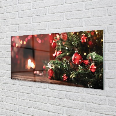 Sklenený obraz Vianočný strom ozdoby svetla darčeky