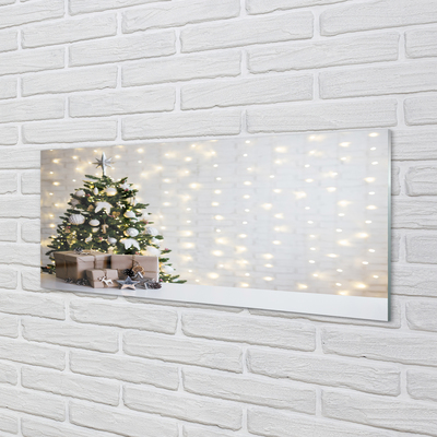 Sklenený obraz Ozdoby na vianočný stromček darčeky
