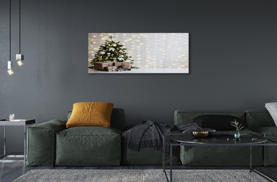 Sklenený obraz Ozdoby na vianočný stromček darčeky