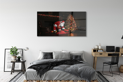Sklenený obraz Ozdoby na vianočný stromček darčeky Claus