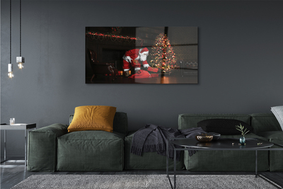 Sklenený obraz Ozdoby na vianočný stromček darčeky Claus