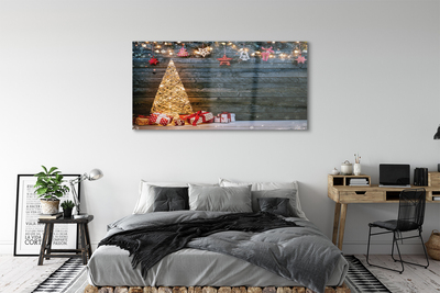 Sklenený obraz Darčeky Vianočný strom dekorácie dosky