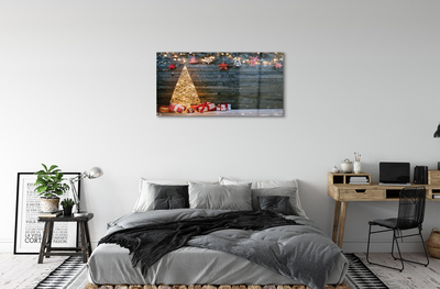 Sklenený obraz Darčeky Vianočný strom dekorácie dosky