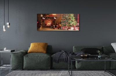 Sklenený obraz Krbové darčeky vianočné stromčeky
