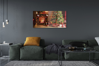 Sklenený obraz Krbové darčeky vianočné stromčeky