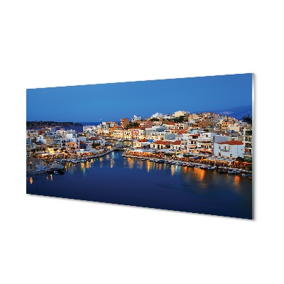 Sklenený obraz Mesto v noci Grécko Coast