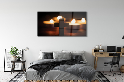 Sklenený obraz kríž sviečok