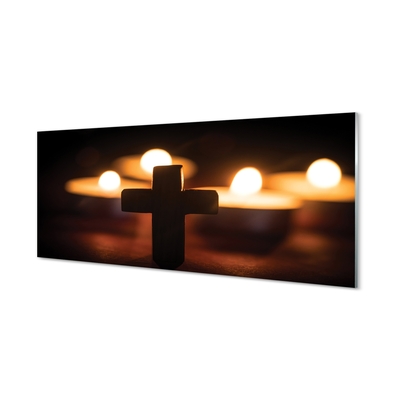 Sklenený obraz kríž sviečok