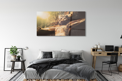 Sklenený obraz Ježiš z dreva