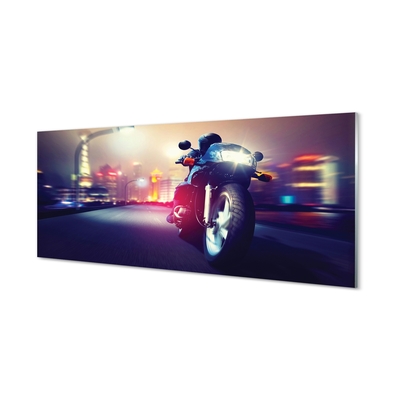 Obraz na skle Motocykel sky city