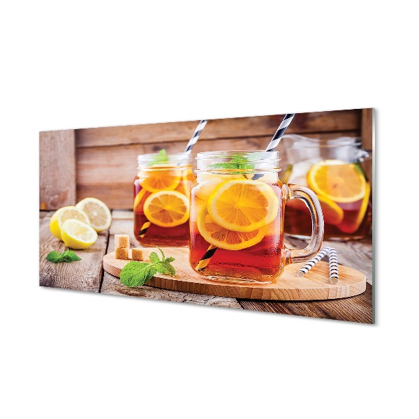 Obraz na skle Ice Tea citrusové slamky