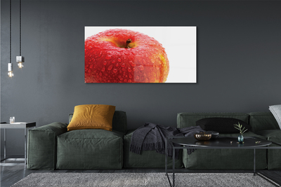 Obraz na skle Kvapôčky vody na jablko