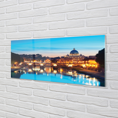 Sklenený obraz Rím západu slnka riečne mosty