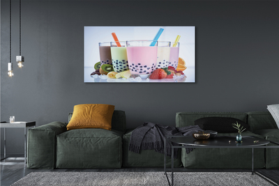 Obraz na skle Mliečne koktaily s ovocím