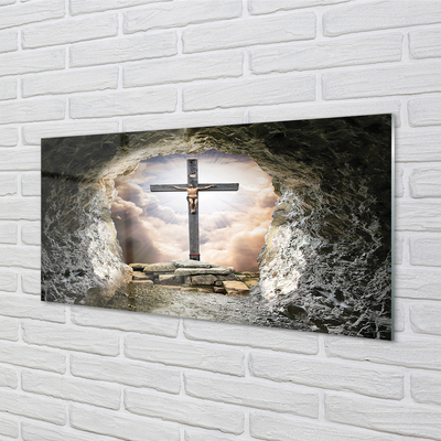 Sklenený obraz Cave ľahký cross Jesus
