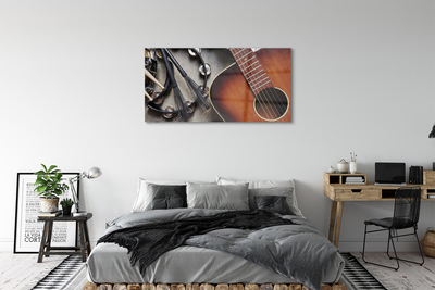 Obraz na skle Gitara Mikrofón tyčinky