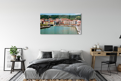 Sklenený obraz Španielsko Mesto horské rieky
