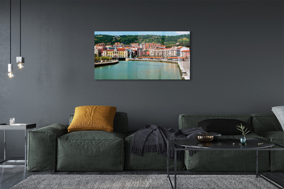 Sklenený obraz Španielsko Mesto horské rieky
