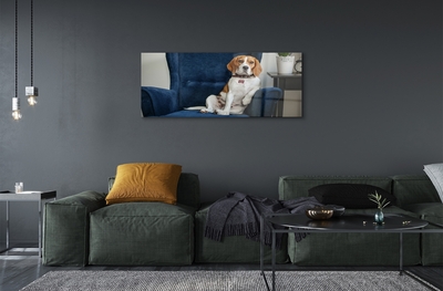 Sklenený obraz sediaci pes