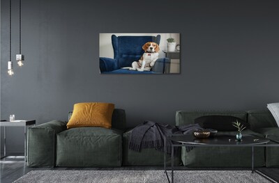 Sklenený obraz sediaci pes
