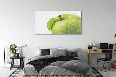 Obraz na skle Jablko zelená vodné kvapky