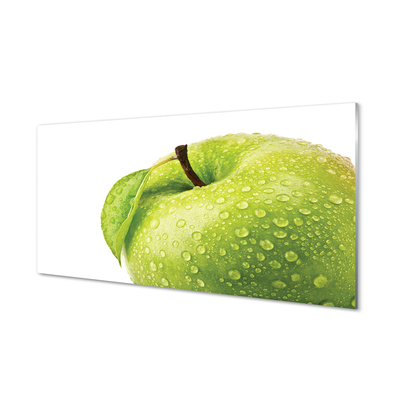 Obraz na skle Jablko zelená vodné kvapky