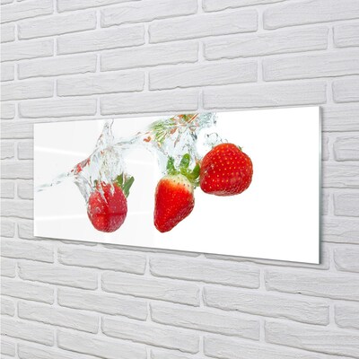Obraz na skle Water Strawberry biele pozadie