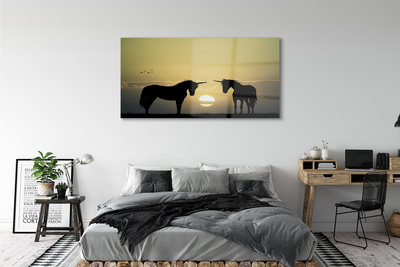 Sklenený obraz Poľné sunset jednorožce
