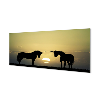Sklenený obraz Poľné sunset jednorožce