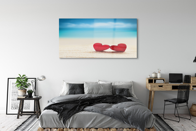 Obraz na skle Srdce červené piesočné more