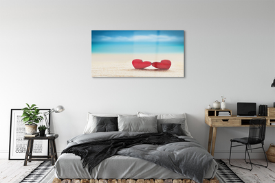 Obraz na skle Srdce červené piesočné more