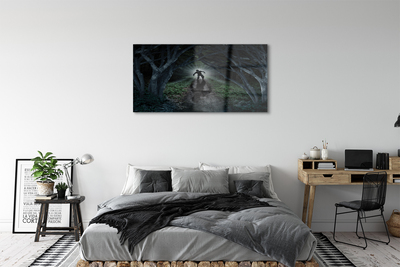 Obraz na skle strom formu temného lesa