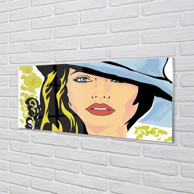 Obraz na skle žena klobúk