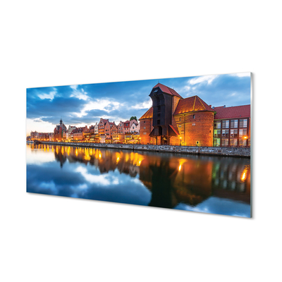 Sklenený obraz Gdańsk riečne budovy