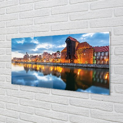 Sklenený obraz Gdańsk riečne budovy