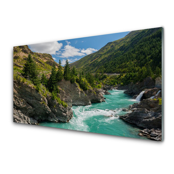 Obraz na skle Hory rieka príroda