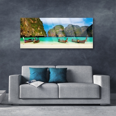 Obraz na skle Pláž more hory príroda