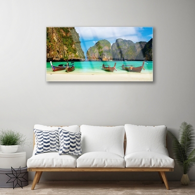 Obraz na skle Pláž more hory príroda