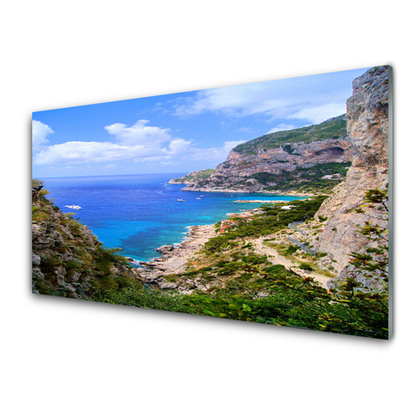 Obraz na skle More pláž hory príroda