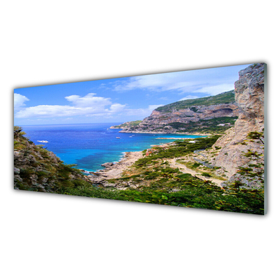 Obraz na skle More pláž hory príroda