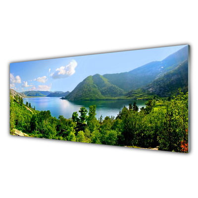 Obraz na skle Les jazero hory príroda