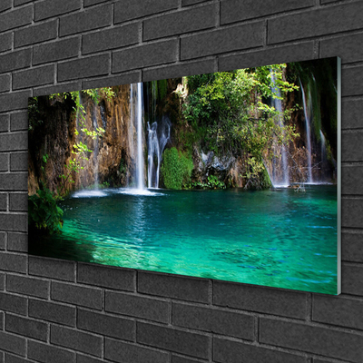 Obraz na skle Jazero vodopád príroda