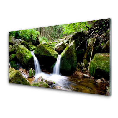 Obraz na skle Vodopád skaly príroda