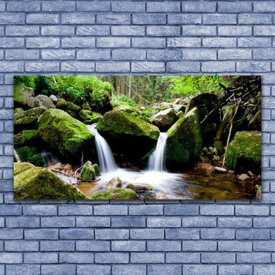 Obraz na skle Vodopád skaly príroda