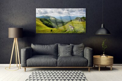 Obraz na skle Hora lúka krajina