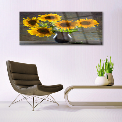 Obraz na skle Slnečnica váza rastlina