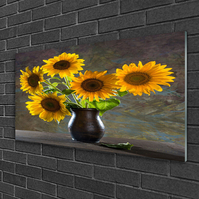 Obraz na skle Slnečnica váza rastlina