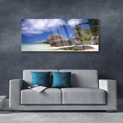 Obraz na skle Skaly pláž príroda