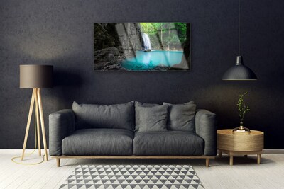 Obraz na skle Jazero vodopád príroda