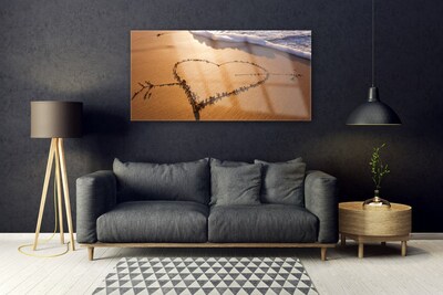 Obraz na skle Pláž srdce more umenie